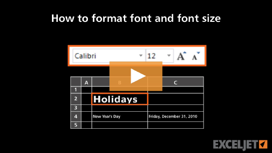 How to format font and font size in Excel