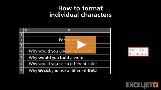 How to format individual characters in Excel