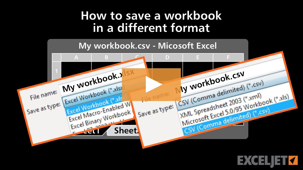 How to save a workbook in a different format (video) | Exceljet