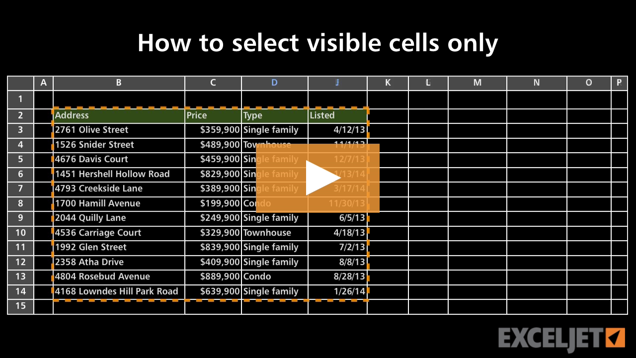 Video thumbnail for How to select visible cells only