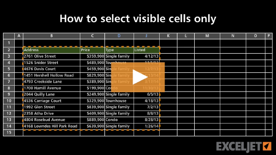 How to select visible cells only