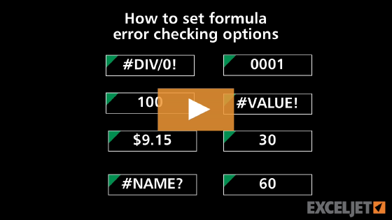 How to set formula error checking options