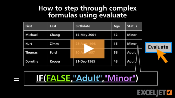 How to step through complex formulas using Evaluate