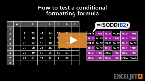How to test a conditional formatting formula