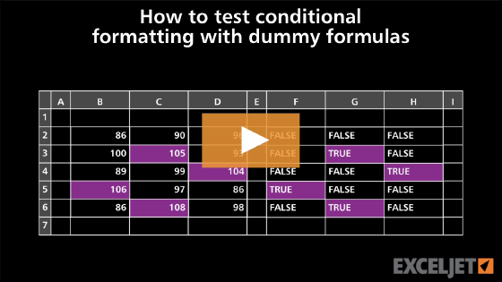 How to test conditional formatting with dummy formula