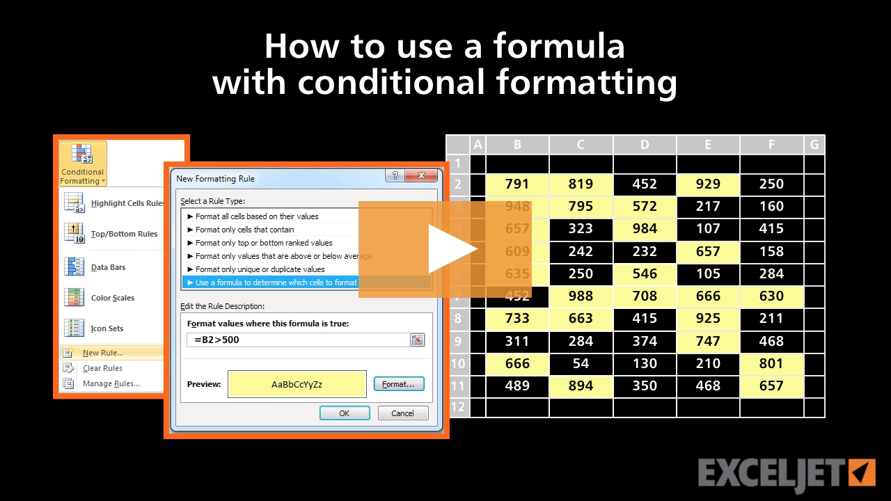 How to use a formula with conditional formatting (video) | Exceljet