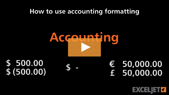 How to use accounting formatting in Excel