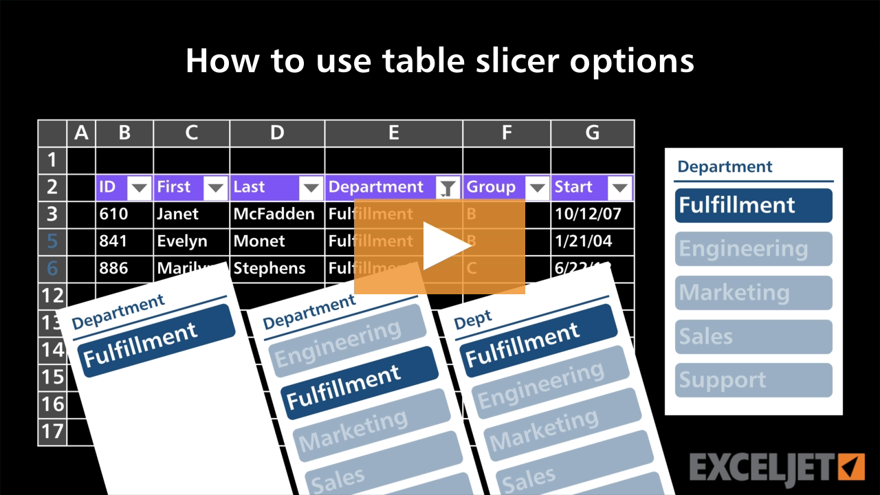 How to use table slicer options (video) | Exceljet