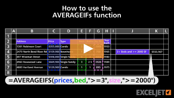 How to use the AVERAGEIFS function