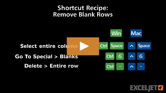 Shortcut recipe: delete blank rows
