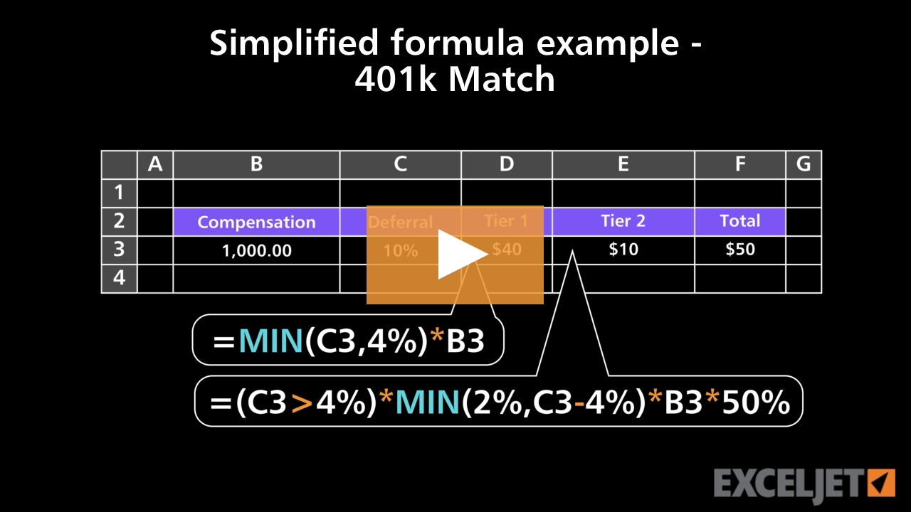 Video thumbnail for Simplified formula example 401k Match