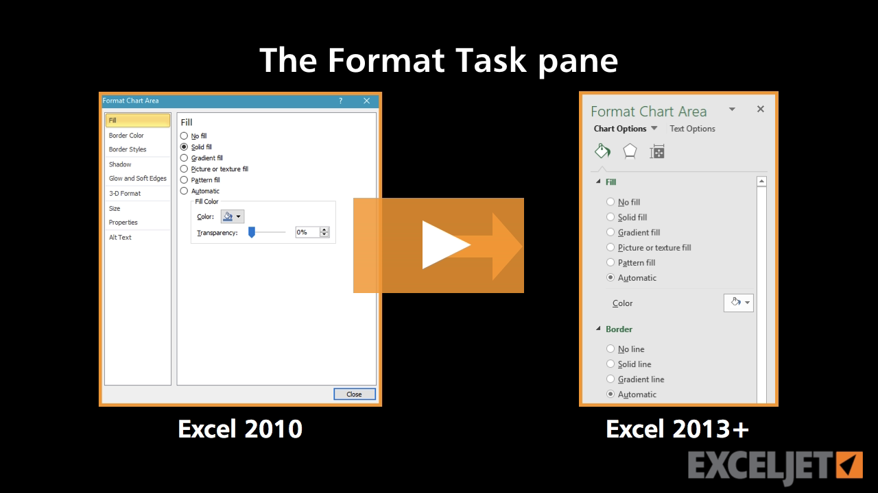 The Format Task pane (video) | Exceljet