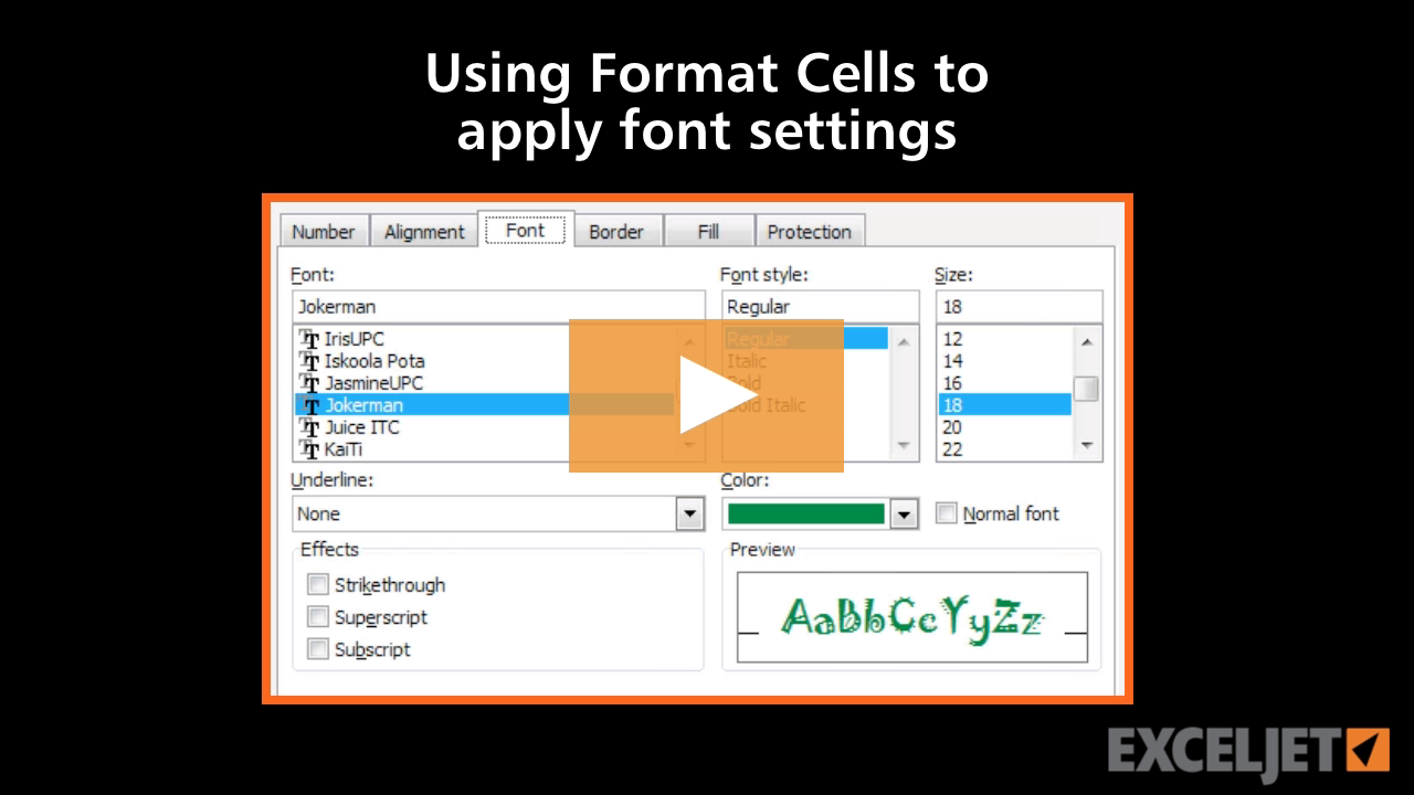 Using Format Cells to apply font settings in Excel (video) | Exceljet